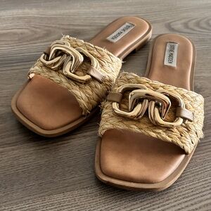 Steve Madden Gold Tan Slides
